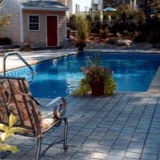 stamped concrete pool apron