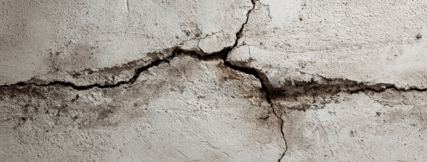 Foundation crack in basement wall