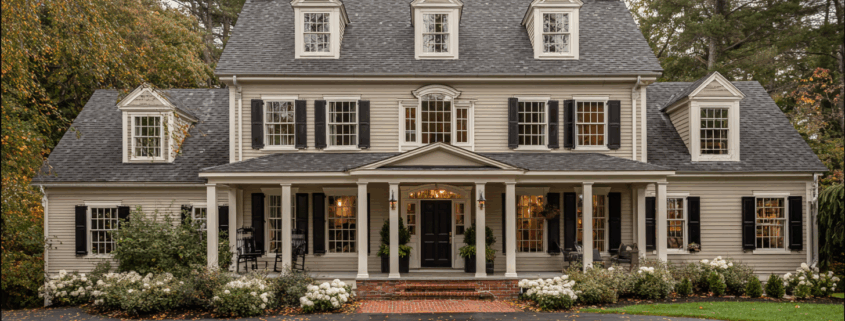 Classic Rhode Island colonial home with foundation that may need inspection for settling or structural problems