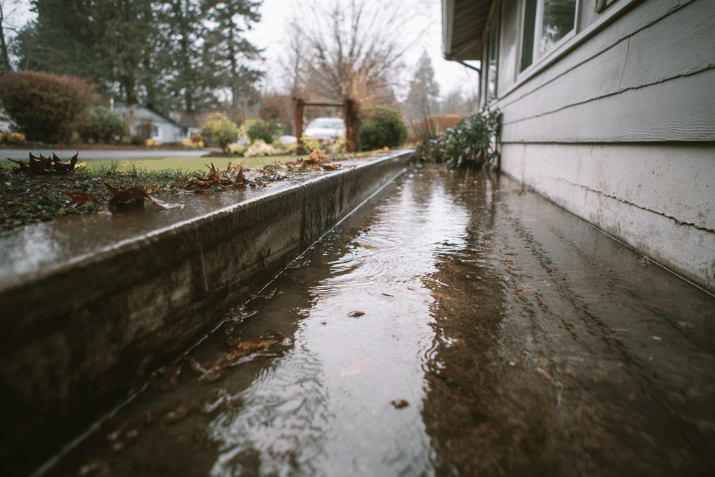 Professional foundation inspector examining concrete basement wall during inspection in Rhode Island